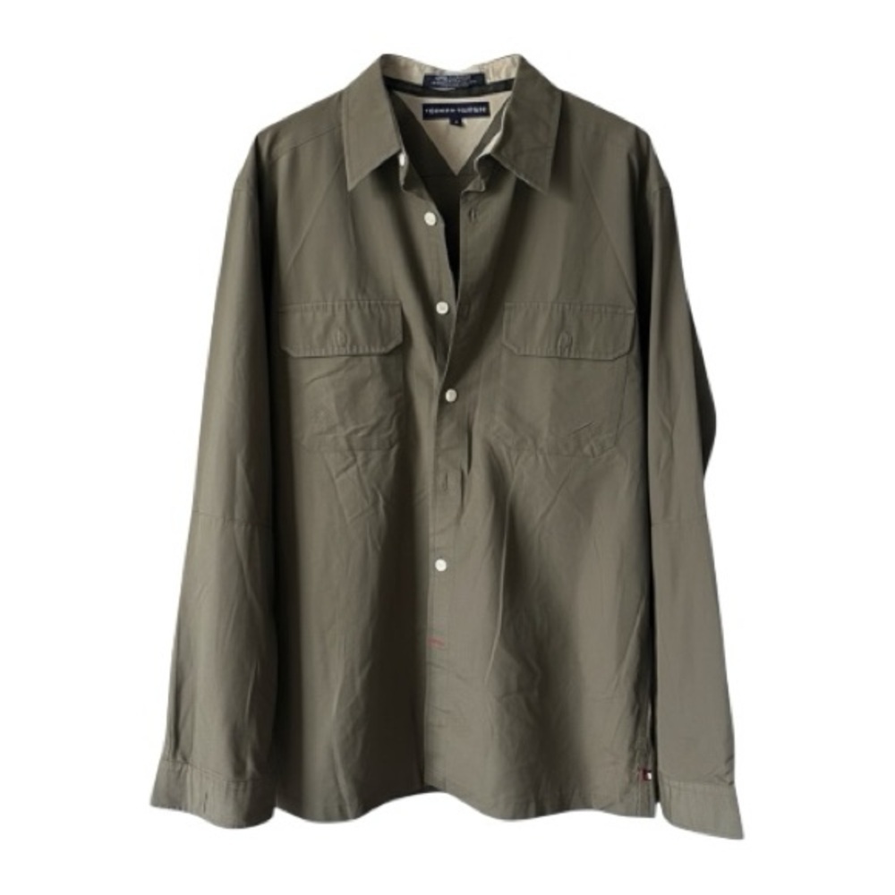 Tommy Hilfiger Olive Green Button Down Shirt Size Medium Classic Fit